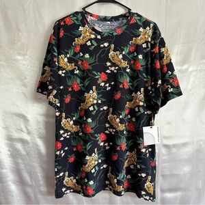 4th Dimension Crewneck Graphic Tiger Floral T Shirt Mens Size L